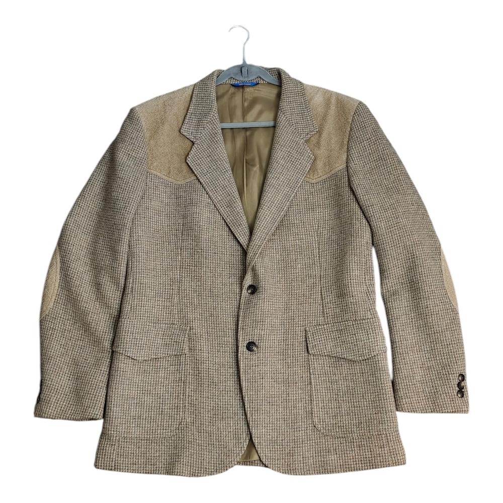 Pendleton Beige Houndstooth Blazer With Leather A… - image 2